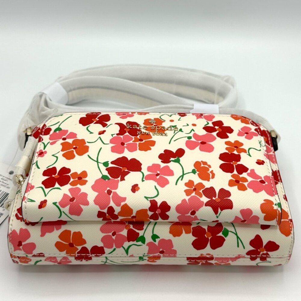 NWT Kate Spade Staci Dual Zip Around Crossbody - Sunny Floral Pink Multi - Picture 6 of 15